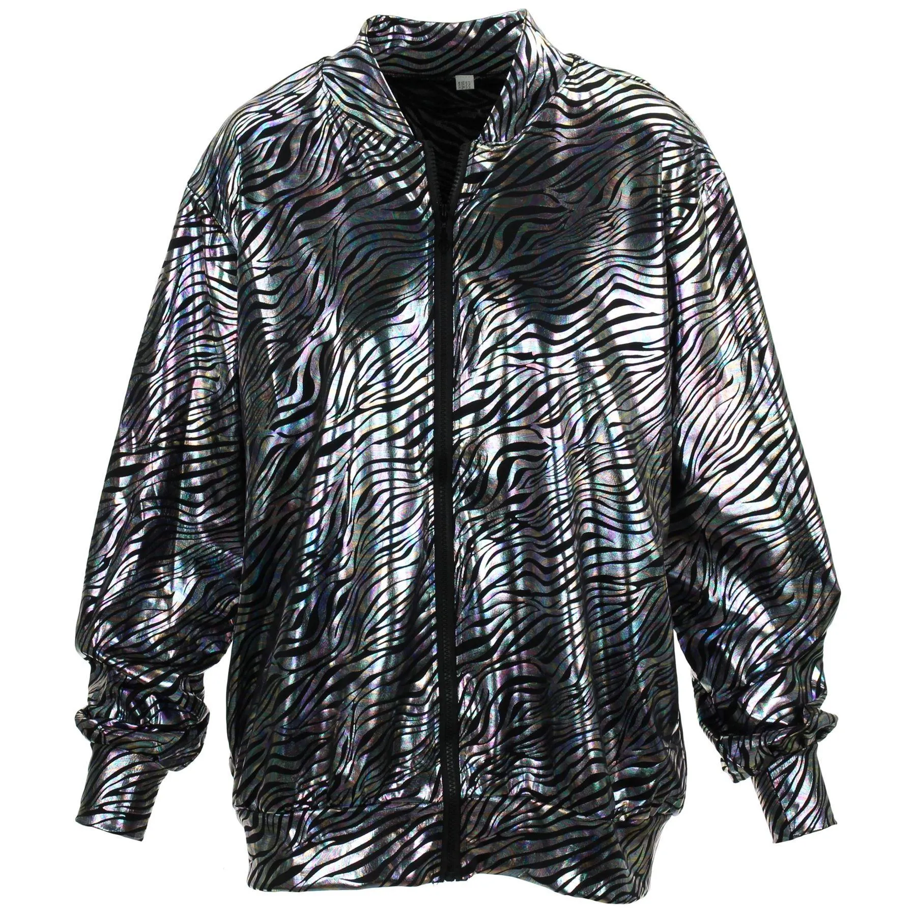 Unisex Shiny Bomber Jacket - Zebra