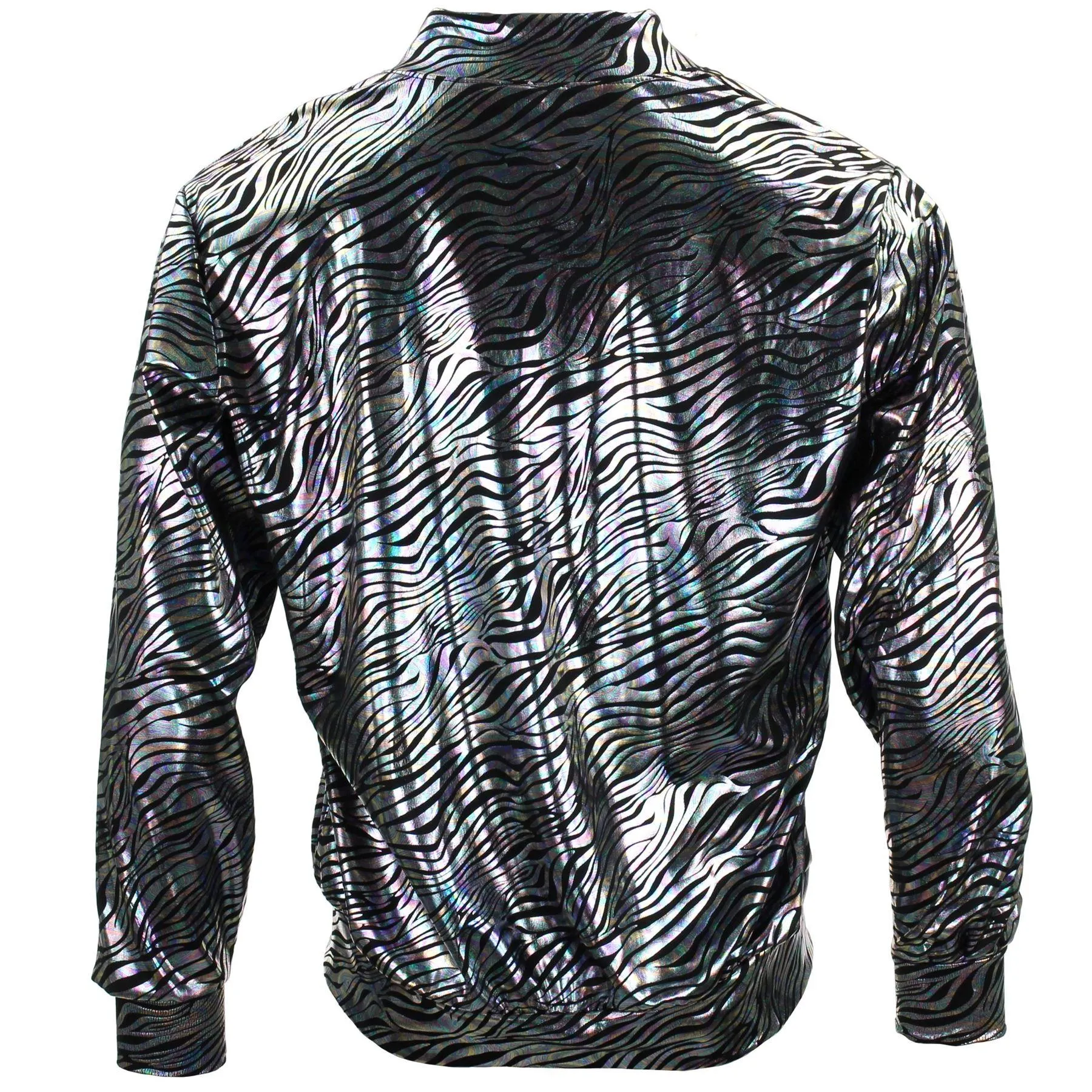 Unisex Shiny Bomber Jacket - Zebra