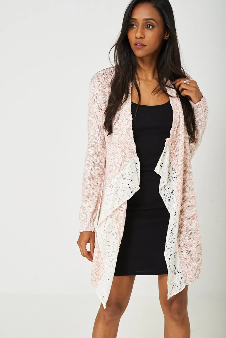 Waterfall Lace Cardigan in Pink