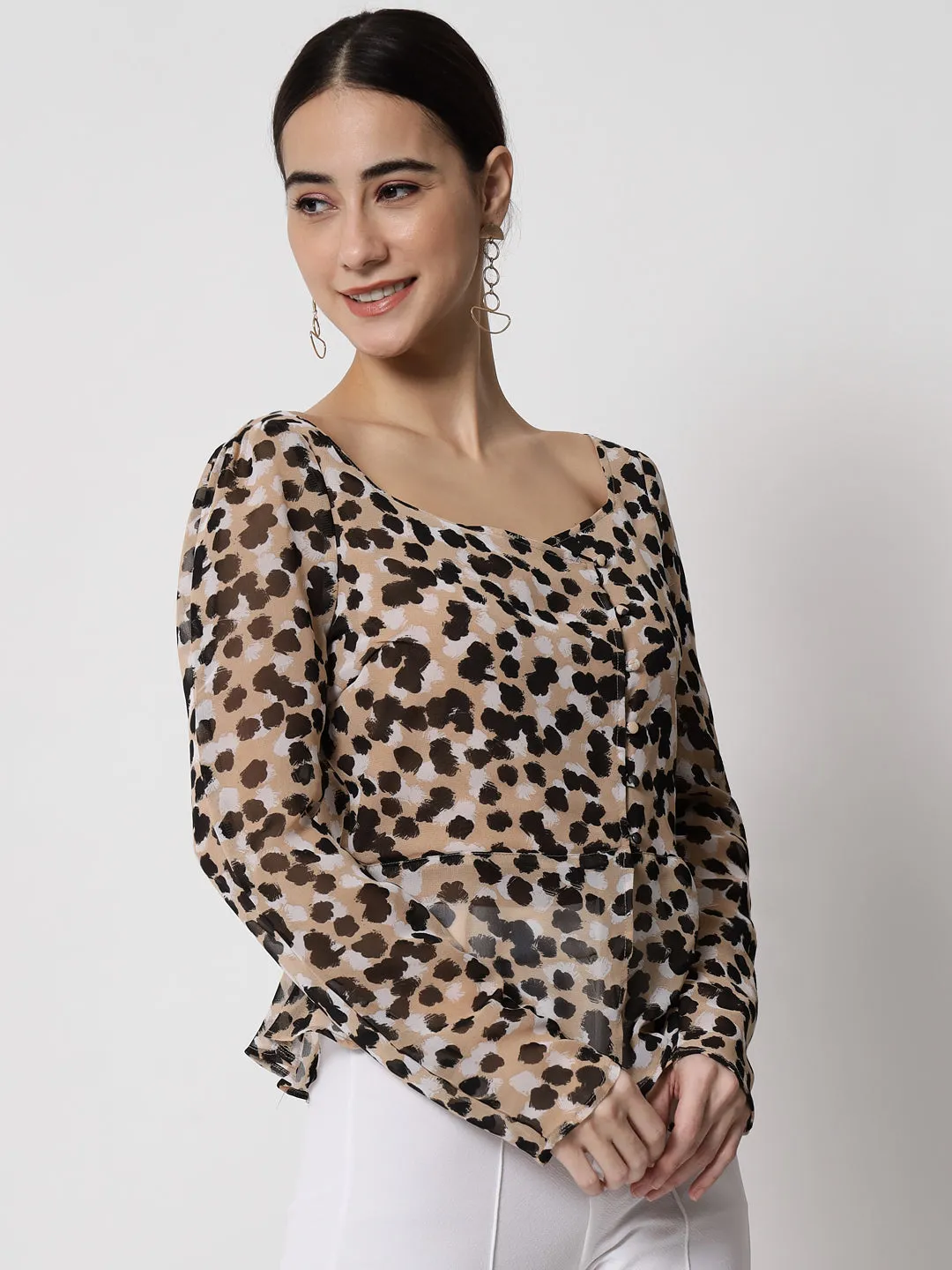 Women's Animal Print Shirt Style Top