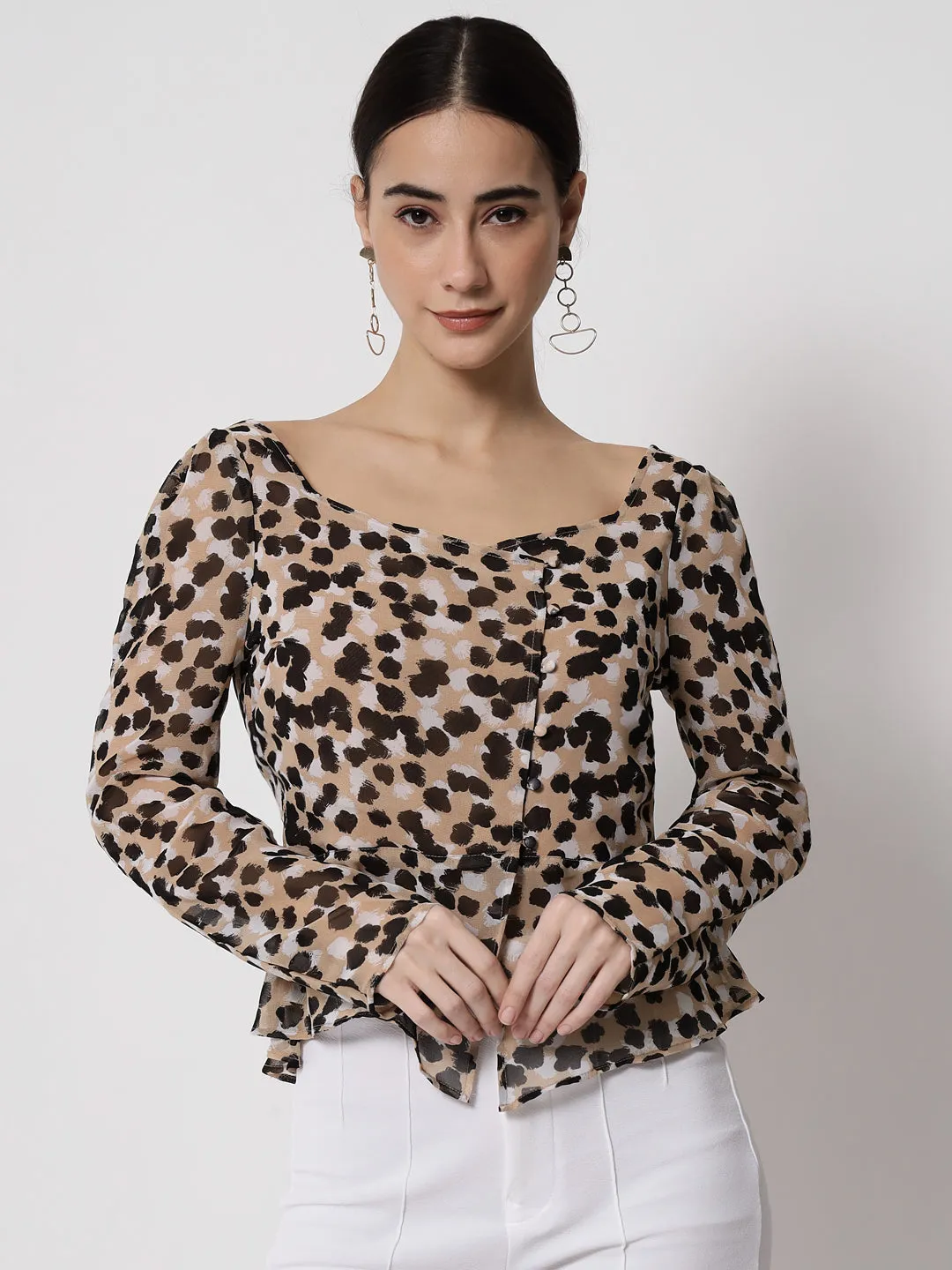 Women's Animal Print Shirt Style Top