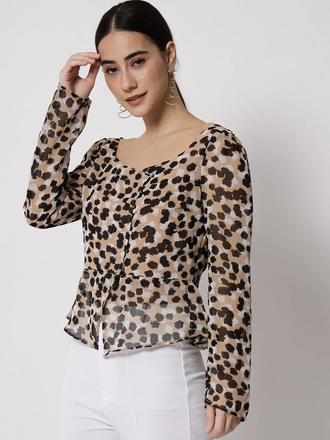 Women's Animal Print Shirt Style Top