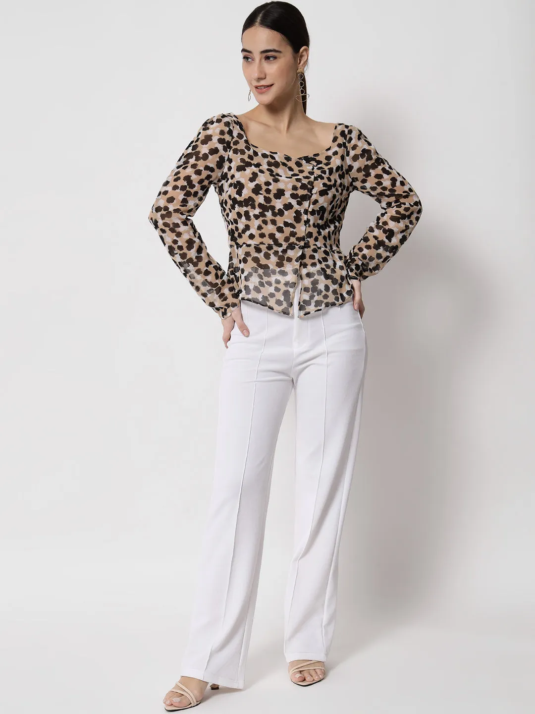 Women's Animal Print Shirt Style Top