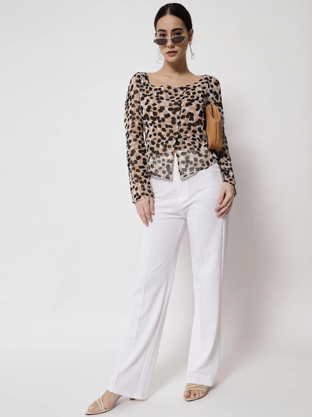 Women's Animal Print Shirt Style Top