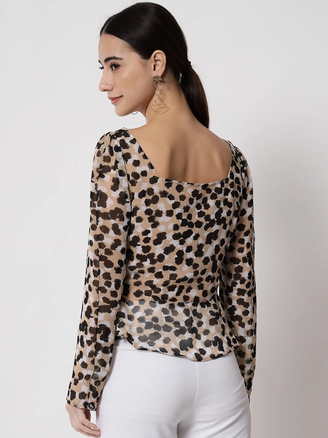 Women's Animal Print Shirt Style Top