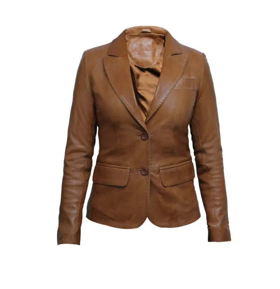 Women’s Tan Brown Sheepskin Leather Blazer