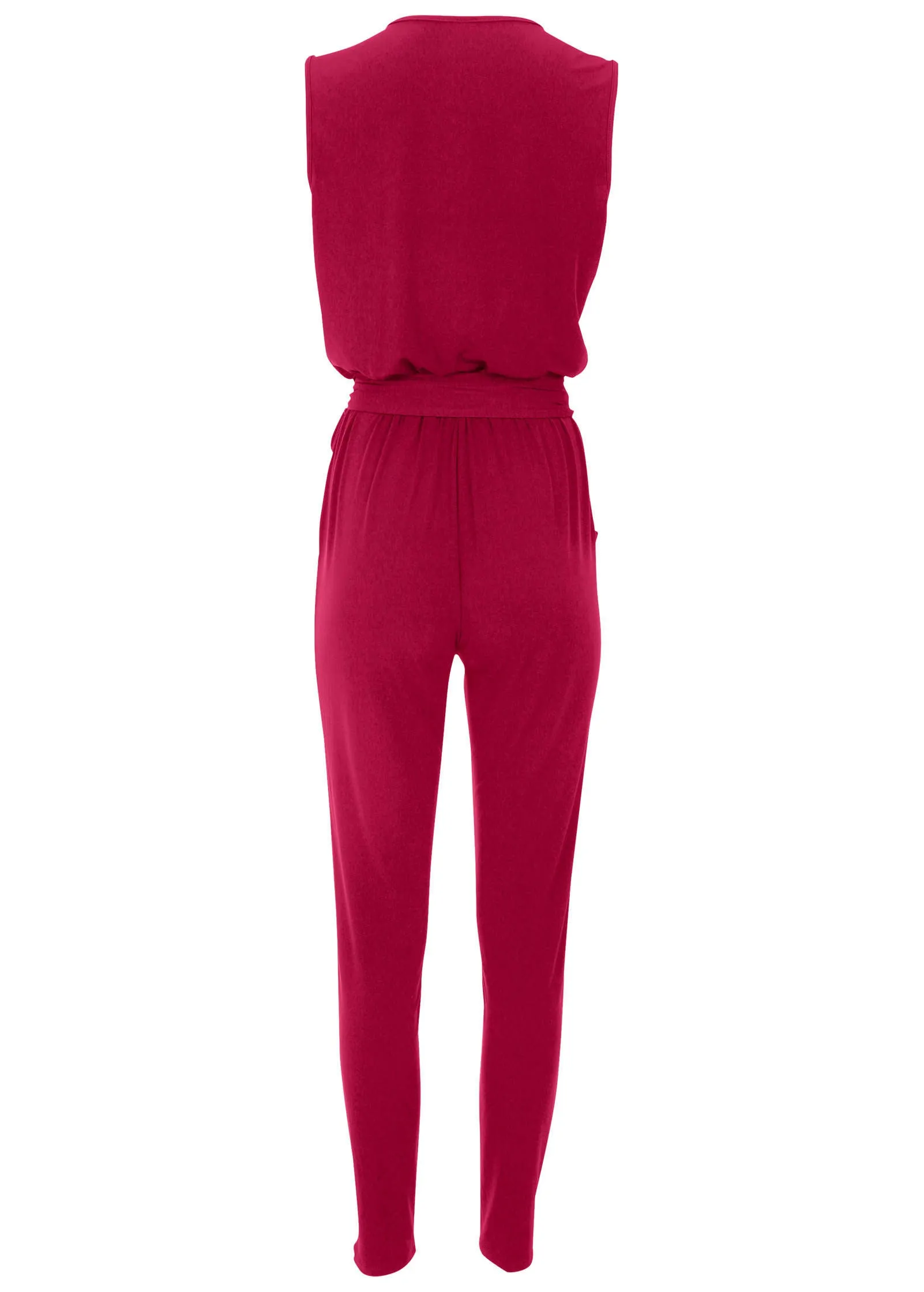 Wrap Tie Jumpsuit - Red