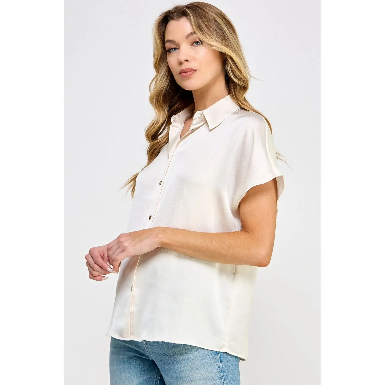 Yanya Cream Short Sleeve Ellison Top