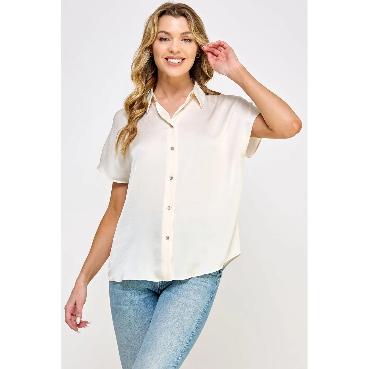 Yanya Cream Short Sleeve Ellison Top