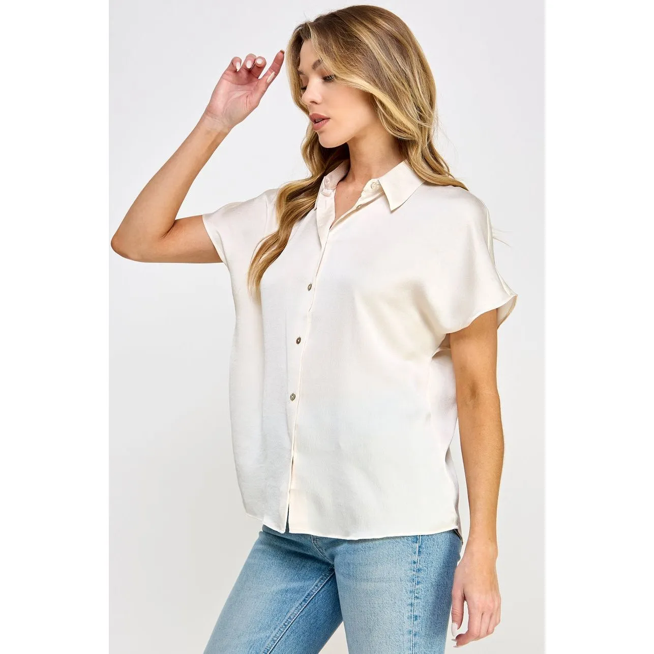 Yanya Cream Short Sleeve Ellison Top