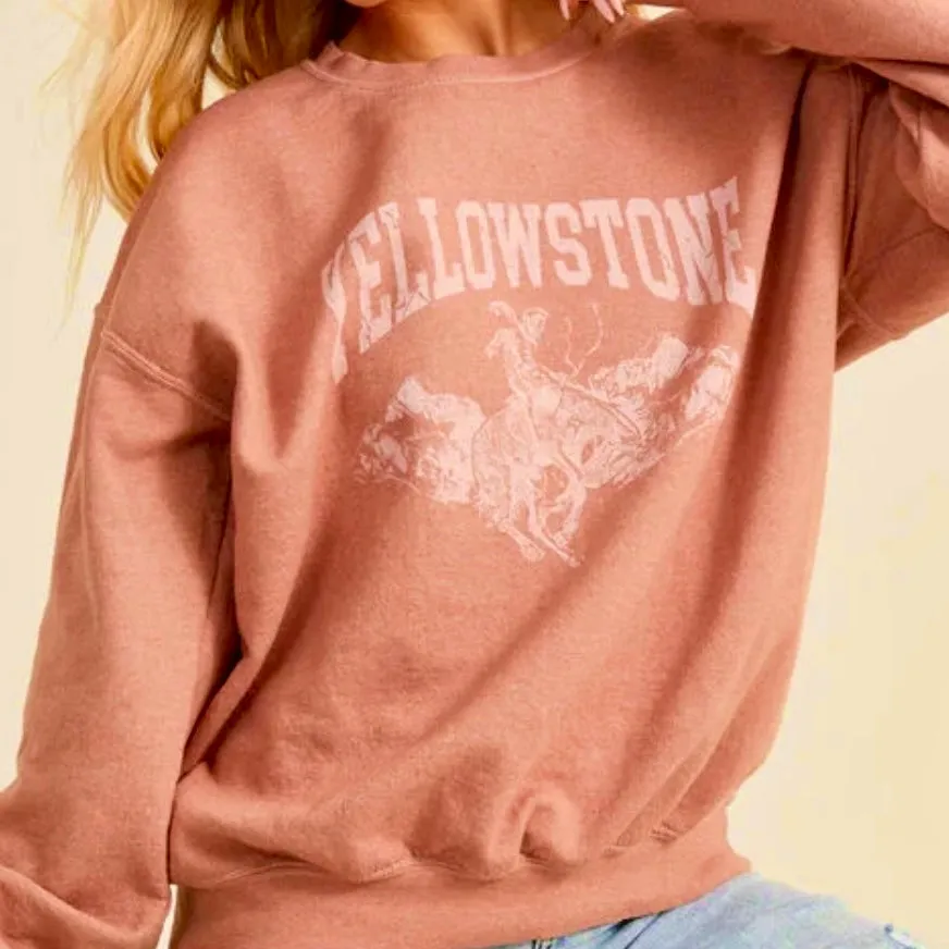 Yellowstone Graphic Vintage Mauve Long Sleeve Sweatshirt