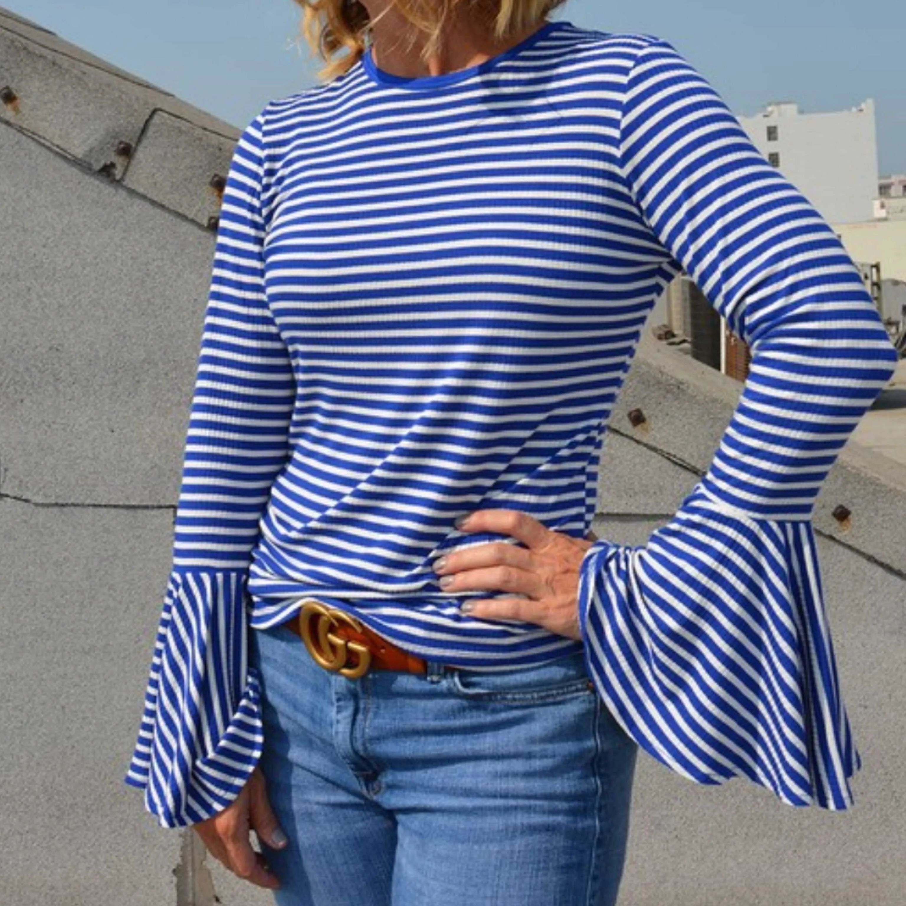 Your Favorite Boho Striped Bell Sleeve Top